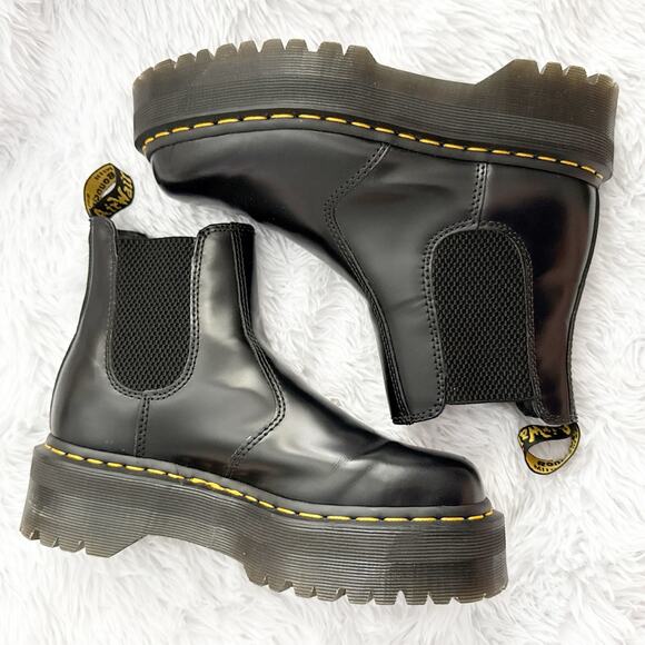 DR. DOC MARTENS | 2976 Platform Chelsea Black Boots Lug Sole Combat Platform| 7 - Picture 3 of 7